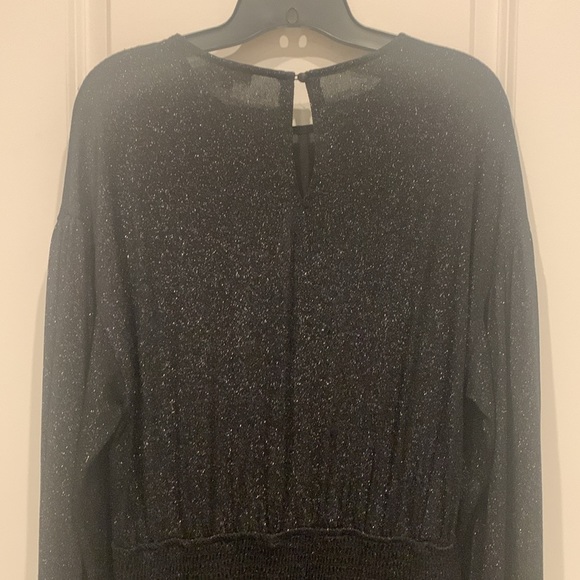 #65 Pink Lily, Black Sparkly, Midi dress, Size L, Smocking. - Picture 3 of 4